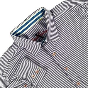 Robert Graham Shirt Mens L Purple Stripe‎ Long Sleeve Button Down X Collection
